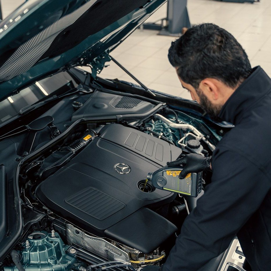 Mechanic checking an engine
